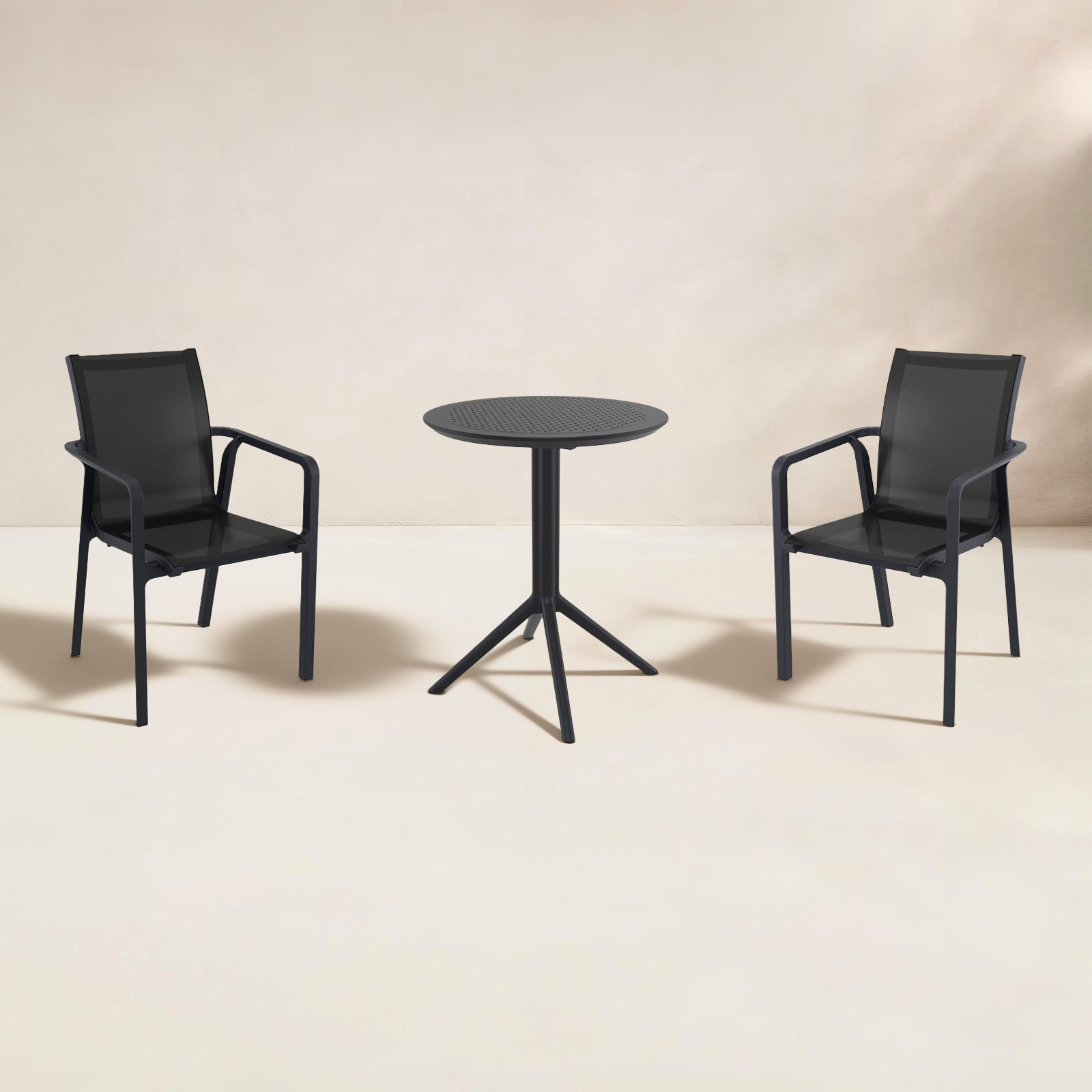 Farrah 24" Patio Bistro Set, Black