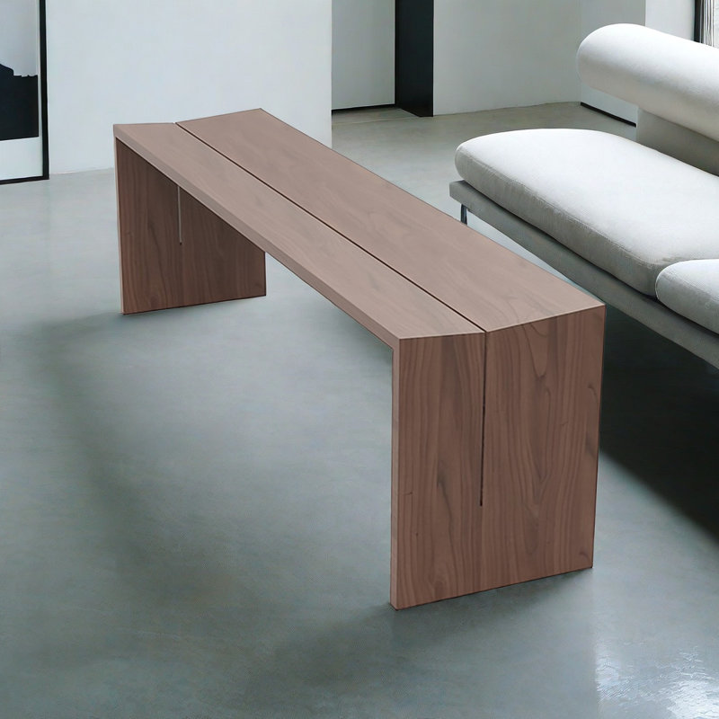Banc de bout en bois massif Nordic Modern Minimalist, Brun