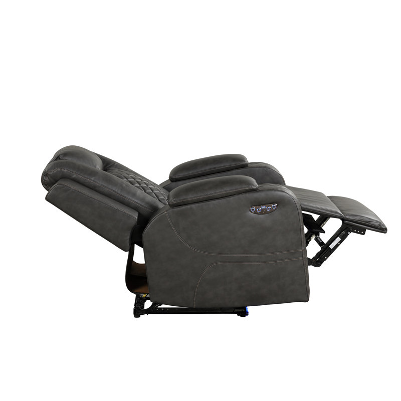 Fauteuil inclinable électrique en similicuir noir Benz, Polyuréthane noir
