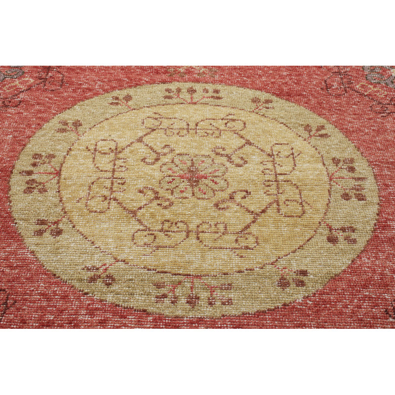 Distressed Homage Hand Knotted Wool Geometric Area Rug, Rectangle 10' x 14'