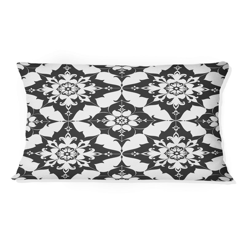 Coussin noir noir et blanc quadrilobe II - moderne