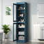 Armoire de rangement de salle de bain 100% bois massif Palace Imports, portes en verre givré, tablettes réglables, l 16,5 po, hauteur 71,5 po-2120452157
