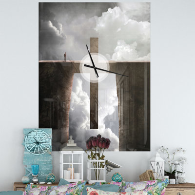 Big Cross between Two Cliffs - Modern Wall Clock