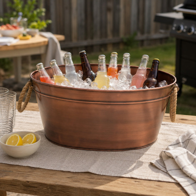 Oval Beverage Tub Large with Jute Handle