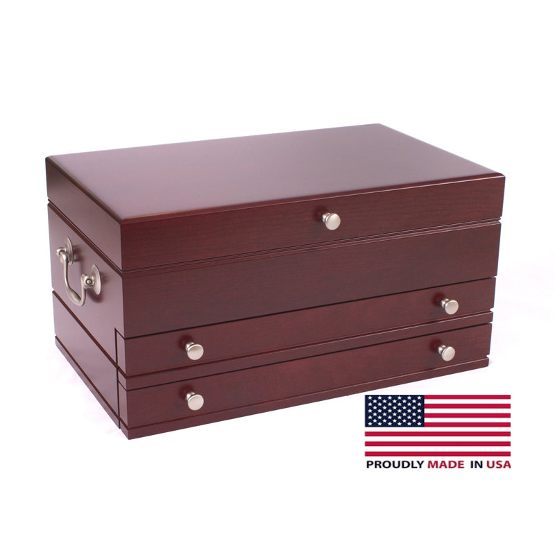 Wood Jewelry Box + Drawers, Mahogany