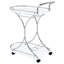 Chariot-bar blanc et 2 tablettes en verre pour la salle à manger, style de rangement avec support à verres à pied, tablette de 26,5 pouces de large, décoration de pièce, 34,08h