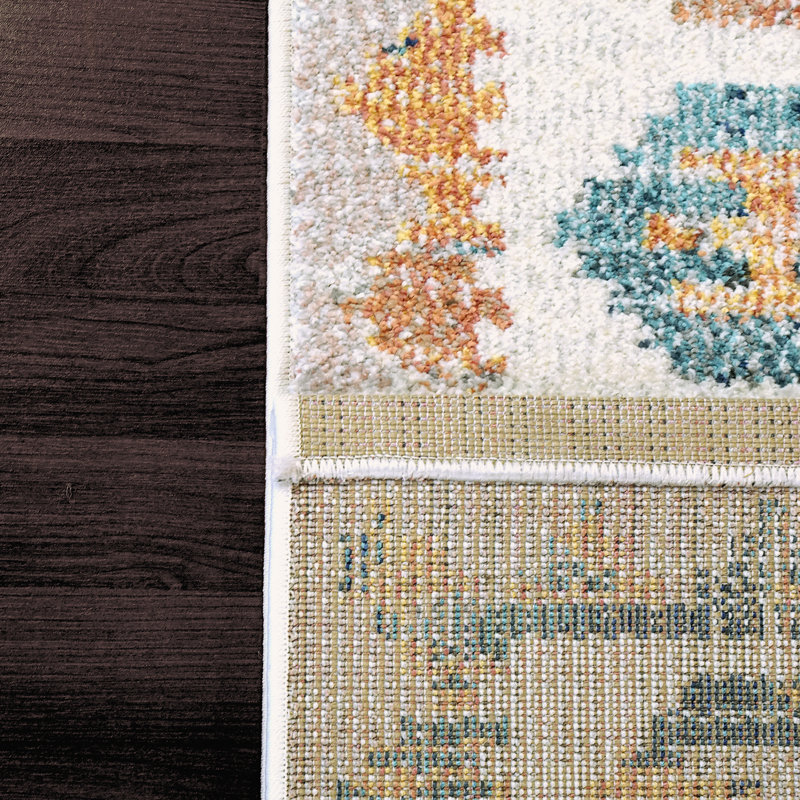 Tapis beige / brun / bleu Leidi, Rectangle 5 pi x 7 pi