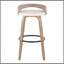 Tabouret de bar avec pivot en bois gris clair et similicuir blanc avec repose-pieds rond en métal noir - ensemble de 2