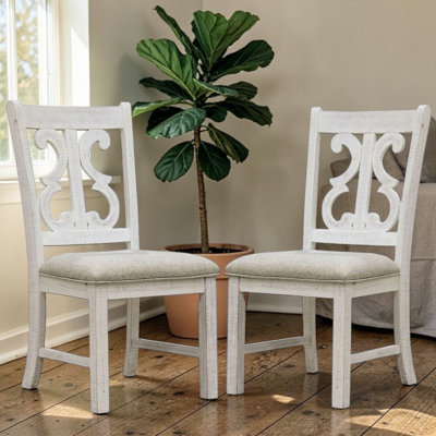 Ensemble de 2 chaises d'appoint en tissu blanc / gris Ayanah