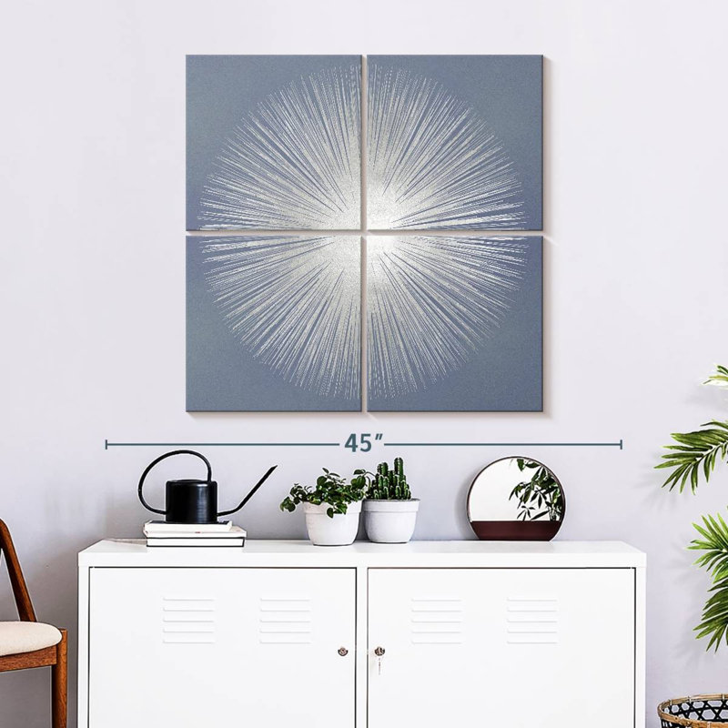 Avery argenté sur fond gris I, H 32 po x l 32 po