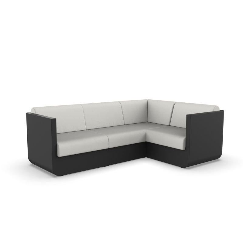 Ulm 94" Wide Outdoor U-Shaped Patio Sectional with Cushions, Nautical Taupe, Black