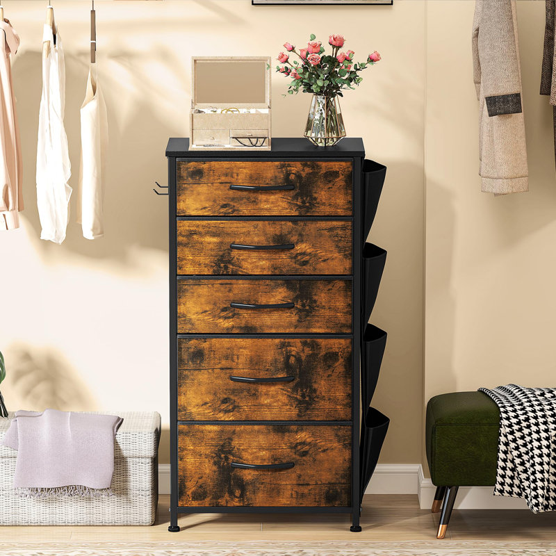 5 Drawer Storage Drawer, Brown/Black