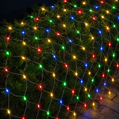 Christmas Net Lights, 12ft x 5ft with 360 LED Multicolor, Connectable Waterproof String Lights with 8 Modes, Clear Wire, Indoor Outdoor Use