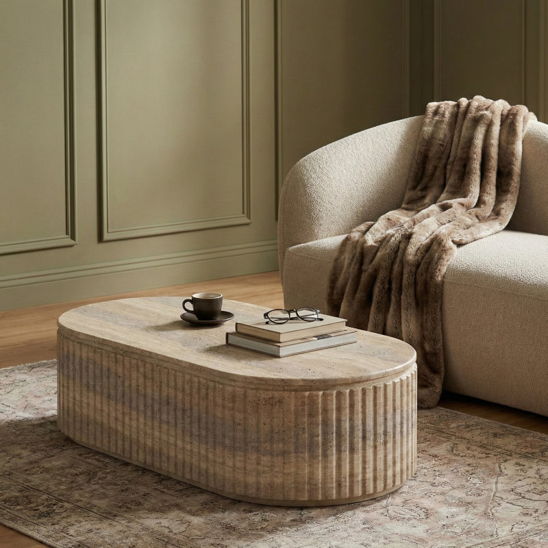 Table basse Catane, Travertin