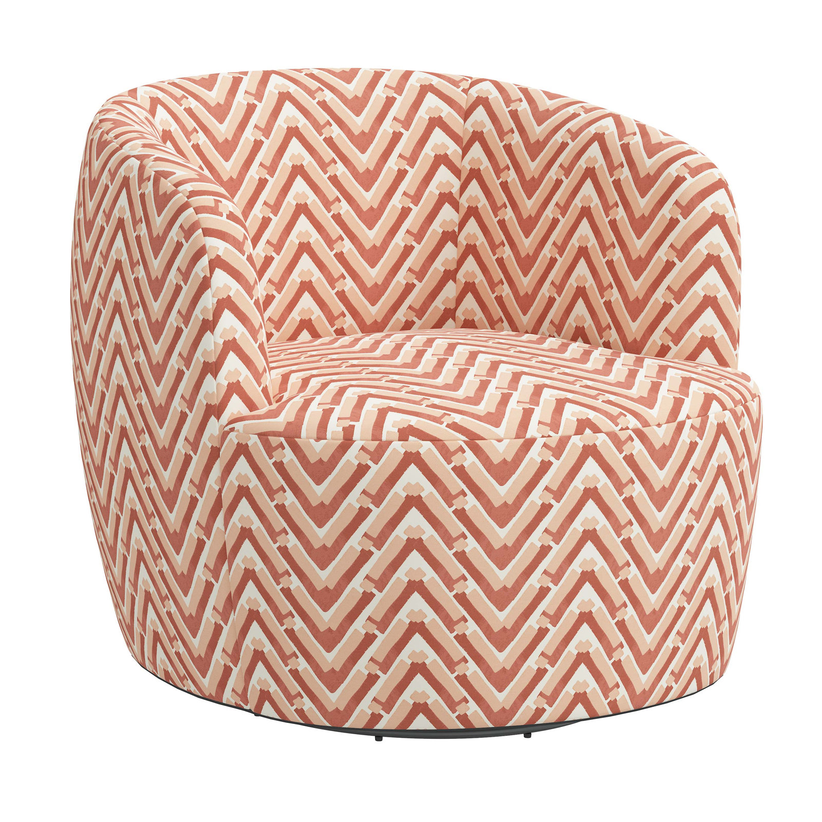 Mina Swivel Barrel Chair, Stroke Peach Chevron
