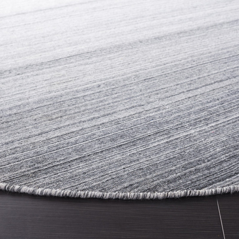 Bohemian Nomad Gray Synthetic 6' Round Flat Woven Rug