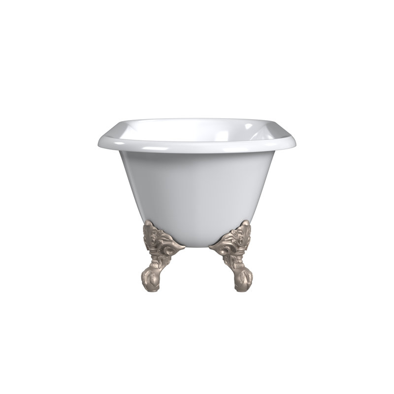 68'' L Soaking Bathtub, Brushed Nickel, White Interior with White Exterior