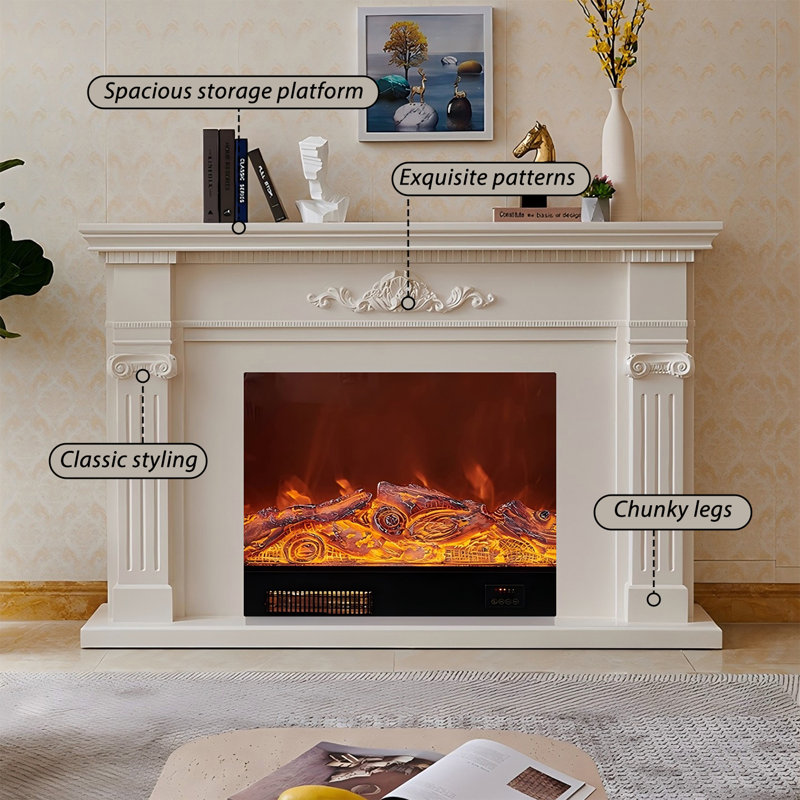 70.87"Modern White Carved Fireplace Mantel, 70.87"