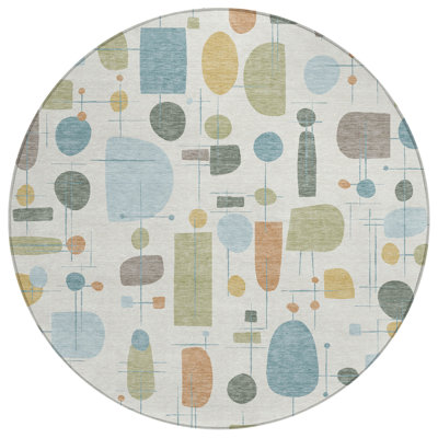 Machine Washable Indoor/Outdoor Jourdan ACN2393 Mid-Century Modern Rug