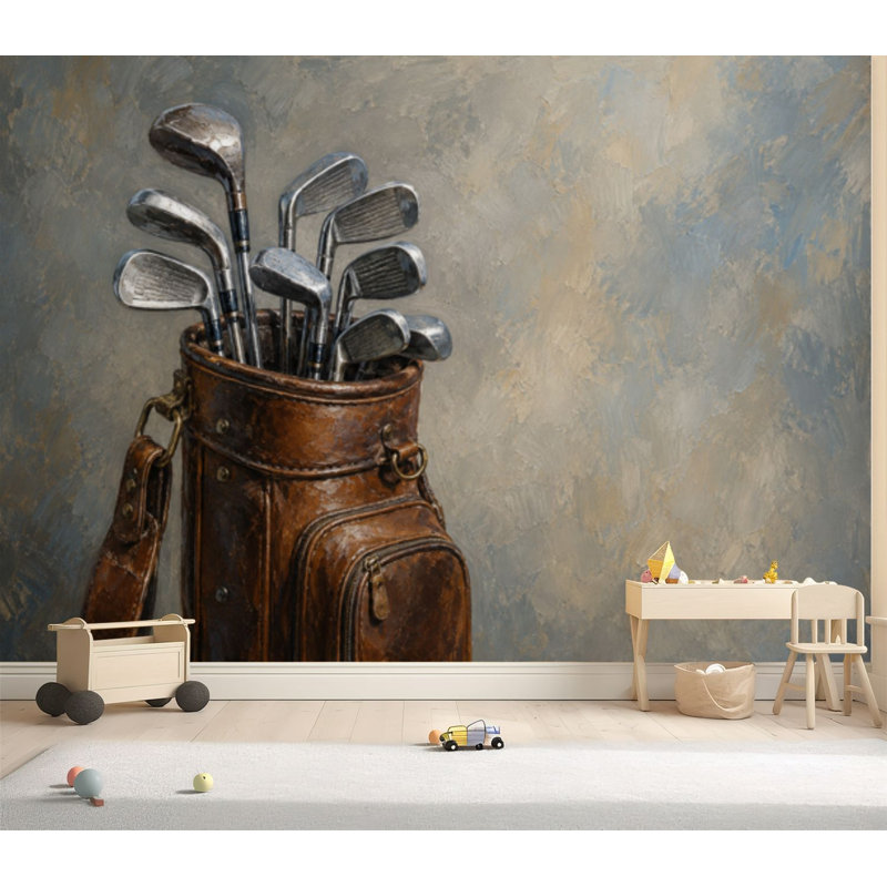Murale Papier peint auto-adhésif Golf Vintage, H 69 po x l 96 po