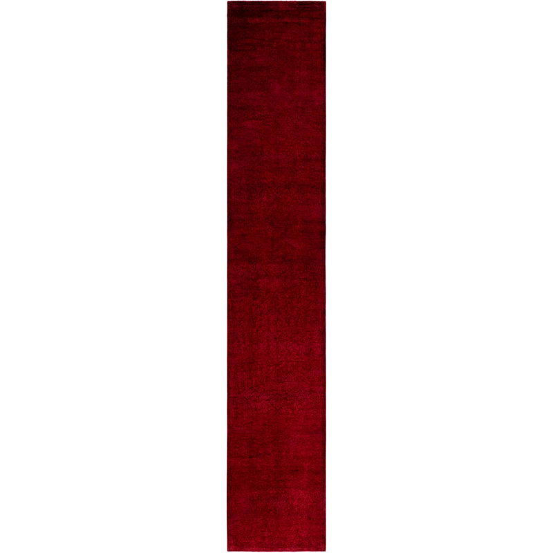 Overdyed Hand-Knotted Wool Modern-Contemporary Red Runner 2' 7" x 15' 1"