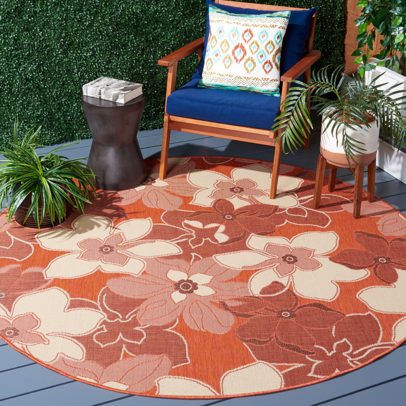 Herefordshire Performance Floral Rug, Round 6'7"