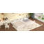 Grand lit en chenille et noyer beige Kaleea