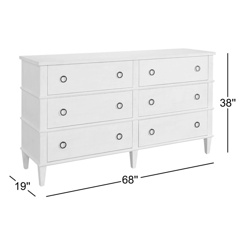 Commode double 6 tiroirs Bilbrook, Blanc