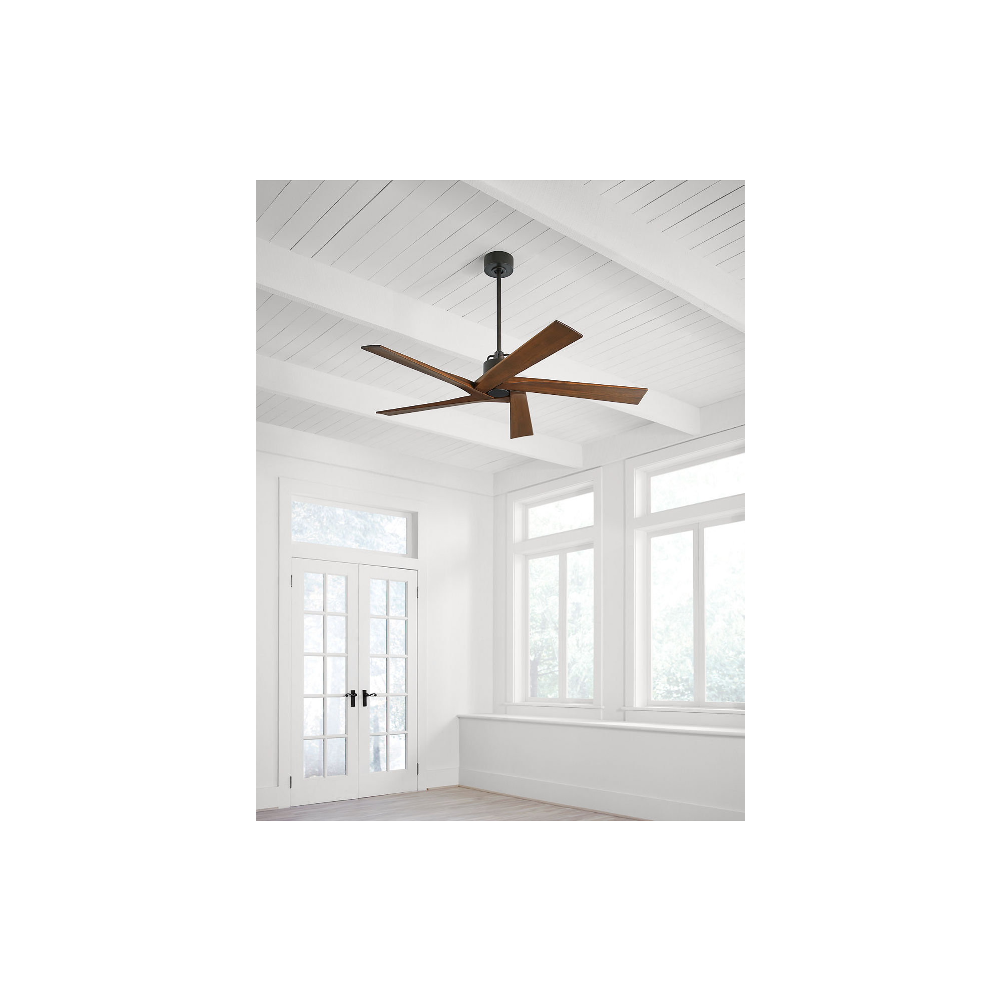 Adalai 70" 5 - Blade Standard Ceiling Fan with Remote Control, Aged Pewter/Dark Walnut, 56" Wide