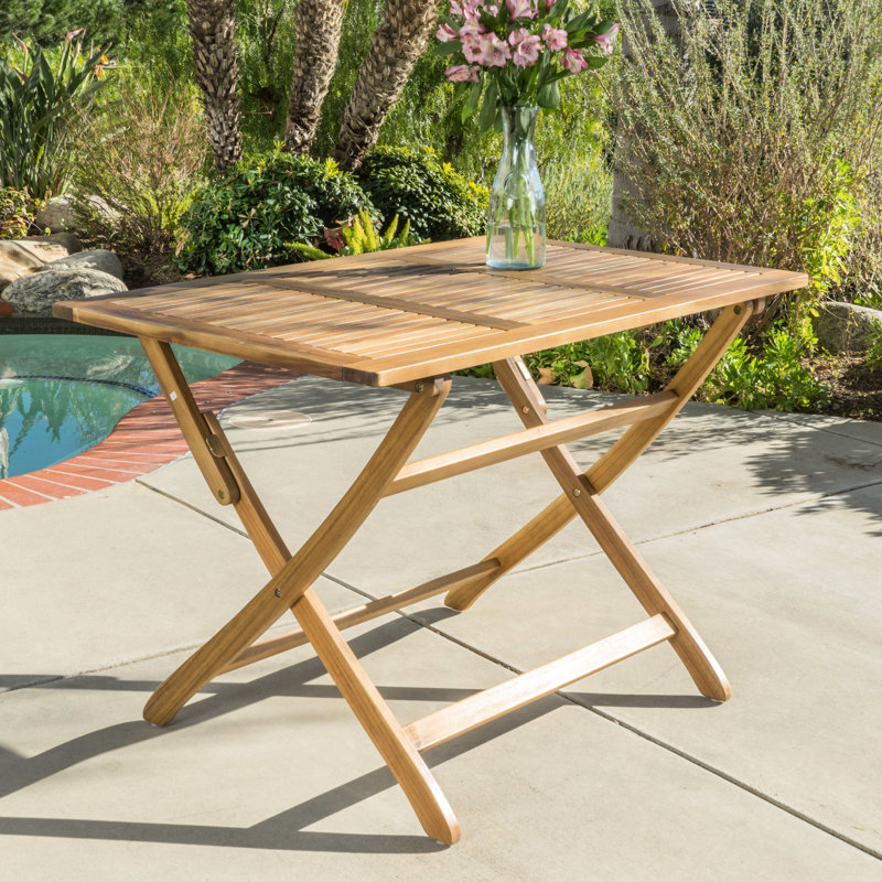 Table de salle à manger pliante 43,5 po - Bois avec résistance aux intempéries pliable, caractéristique