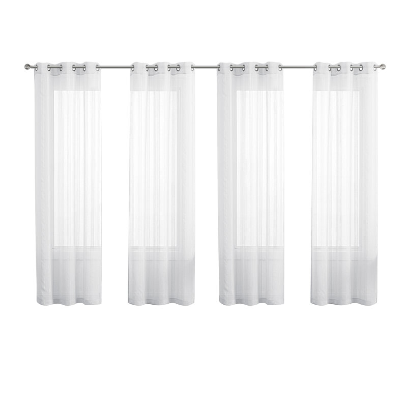 Polyester Sheer Curtain Panel Pair, White