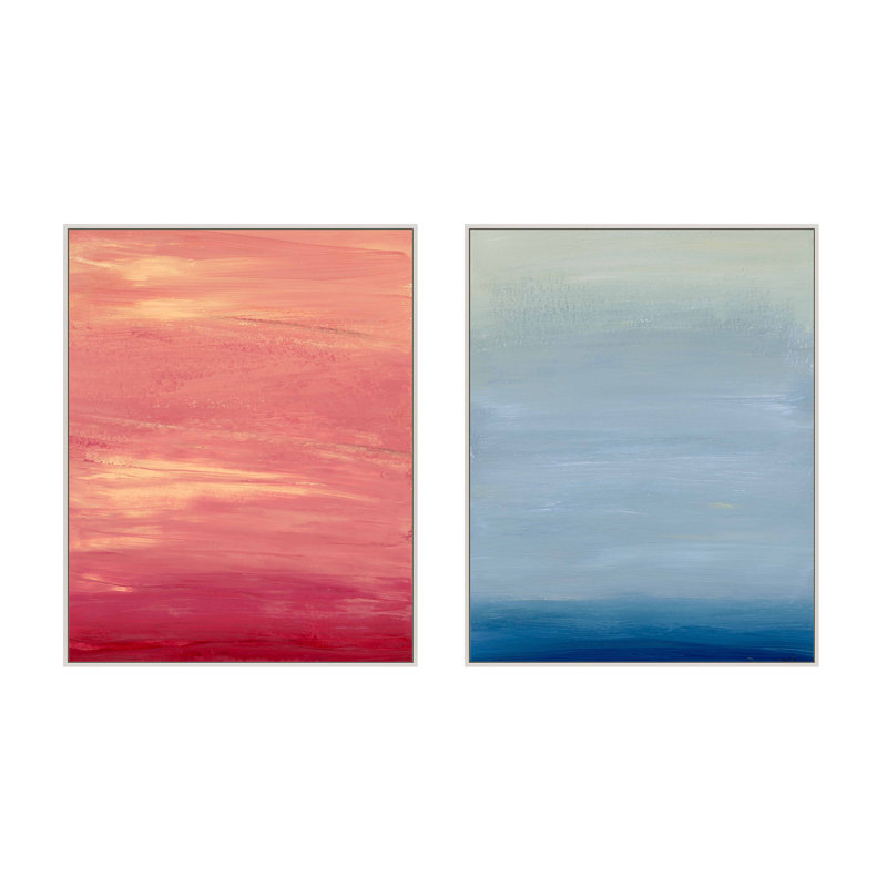 Daydream 1 & 2 by Andrea Stokes - 2 Piece Single Picture Frame Print, 38" H x 30" W x 1.25" D, White Framed Canvas