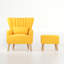 Kiro Upholstered Wingback Chair with Footstool-38292152