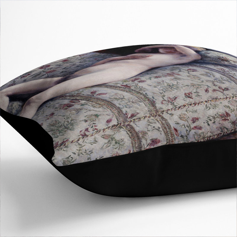 Nude On A Couch Square Throw Cushion, 55cm H x 55cm W x 20cm D, Black