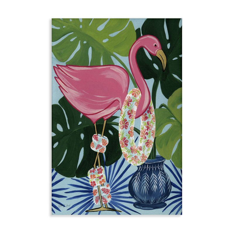  Art mural sur toile «Beach Ready Flamingo» par Yvette St. Amant, H 24 po x l 16 po