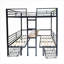 Lit mezzanine double transformable en acier massif de couleur noire avec ensemble de tables intégrées pour la chambre à coucher