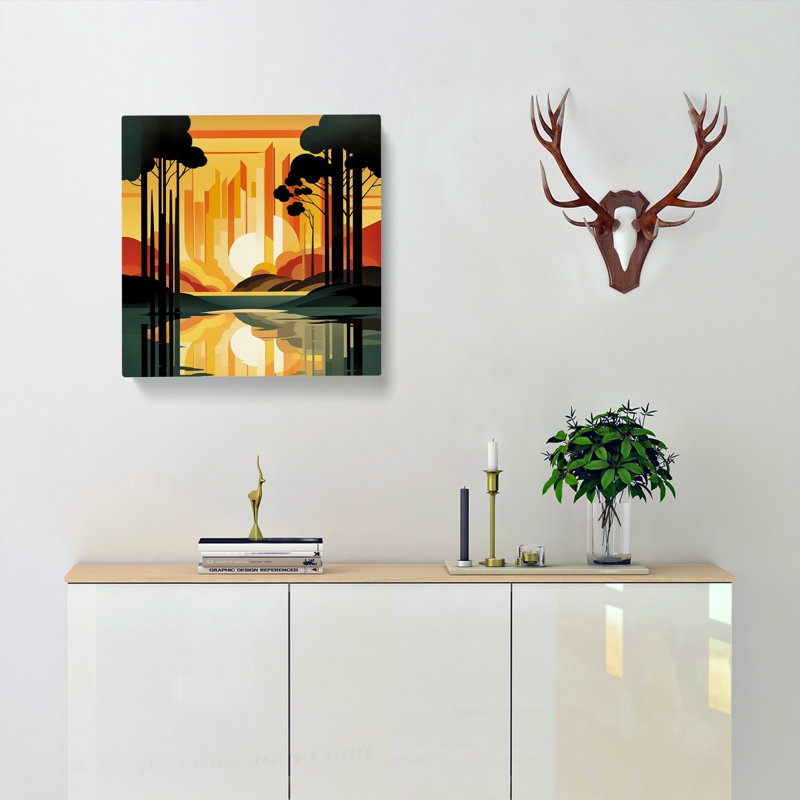 Art Deco Sunset Vintage Art - Print, 50cm H x 50cm W x 3cm D