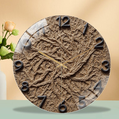 Horloge murale rétro en tricot fait à la main - horloge murale moderne en verre 12 po