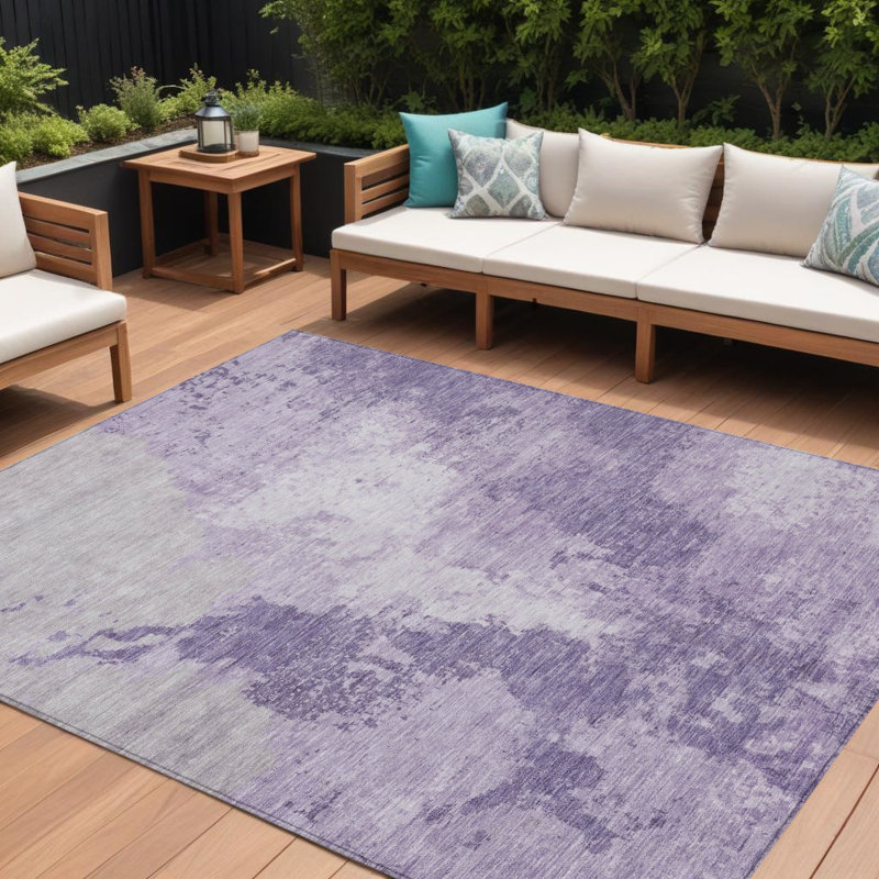 Tapis intérieur lavable abstrait 8 pi x 10 pi prune et mauve
