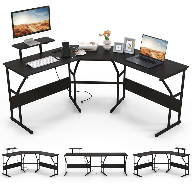 Zafiro L-Shaped Computer Desk, Black