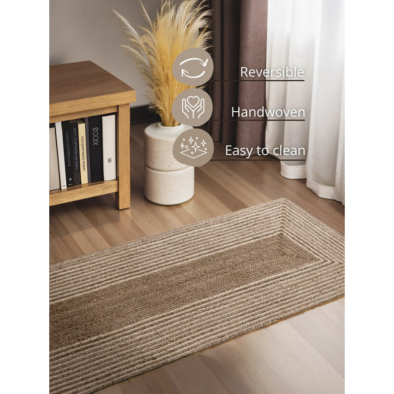 Hanse Home Juno Line - Jute Rug, Natural Rug for Living room, Bedroom, Diningroom, Ivory, Runner 80 x 300 cm