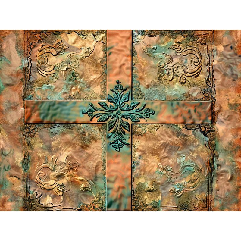 Coussin Trendy, H 14 po x l 14 po, Vert / brun clair floral