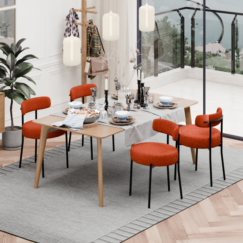 Chaises d'appoint rembourrées avec structure en fer, Orange
