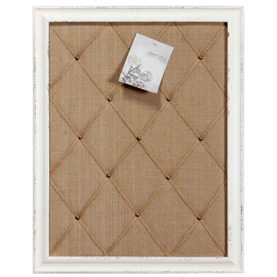 Antique White Linen Fabric Pin Board, 21"×27" Message Board Wall Decor, Large Burlap Bulletin Board Picture Memo Board