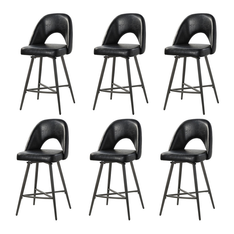 Tabouret de comptoir pivotant 26 po Elurd, Noir
