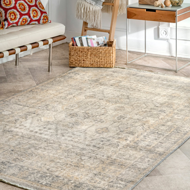 Chana SpinClean Printed Framed Trellis Flatweave Area Rug, Rectangle 5'3" x 7'7"