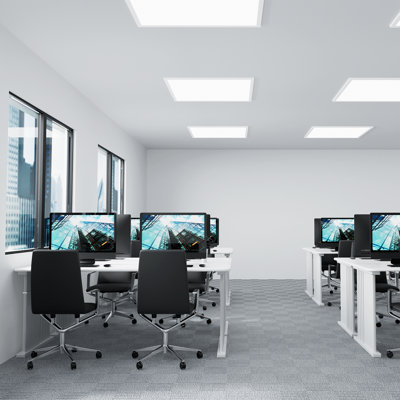 Dimmable 2X2 LED Troffer Light Panel, 4400 Lumens 5000K Daylight Drop Ceiling Fixture For Office Commercial Lighting