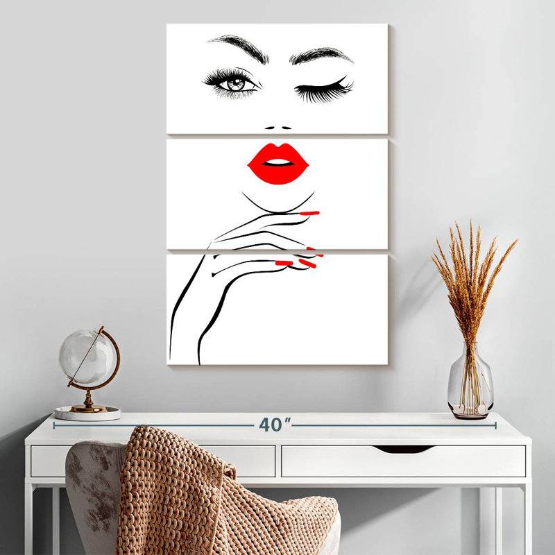 Femme de la Navette aux lèvres rouges, H 32 po x l 20 po