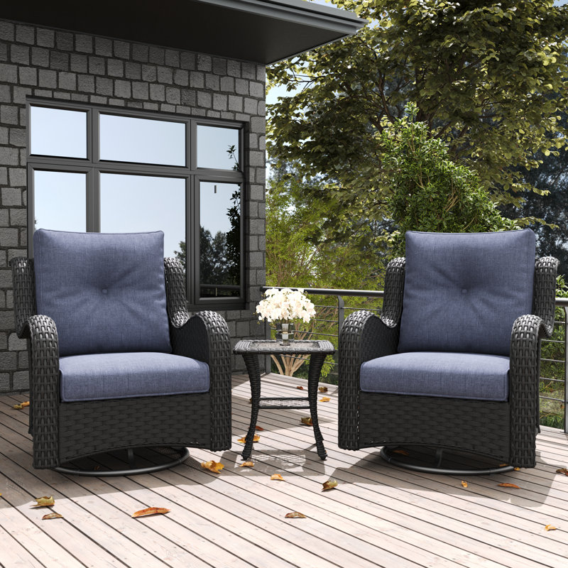 Ensemble de chaises de patio 3 pièces LayinSun, Marine, Noir
