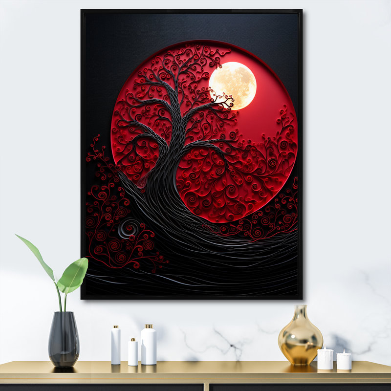 Red Moon Ruby Radiance II, H 40 po x l 30 po x P 1,5 po, Cadre flottant noir